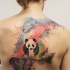 Watercolor panda and elephant tattoo on back
