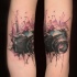 Aquarell-Stil herrlich aussehendes farbiges Arm Tattoo mit alter Kamera