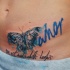 Tatuaggio colorato sulla pancia la farfalla & 