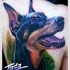 Tatuaggio bellissimo sulla spalla dobermann