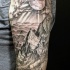 eccezionale mondo di  fantasia nero e bianco montagna a mezza manica tatuaggio