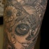 Tatuaje  de santa muerte chica, color gris