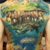 Tatuaje en la espalda, elefantes en la tortuga