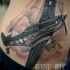 WW2 themed very detailed belly tattoo of fighter plane