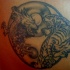 Tatuaje en el hombro, yin yang, dragón y tigre