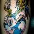 Zombie style fairy tale Cinderella creepy colored half framed tattoo in horror style