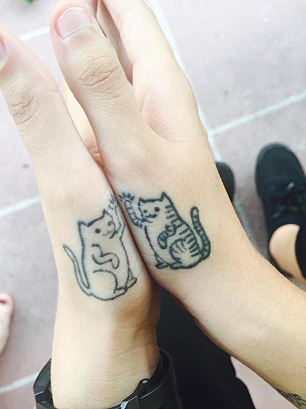 Minúsculo para menina como tatuagem de braço de gatos engraçados