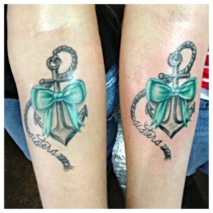 Traditional anchor tattoo for sisters