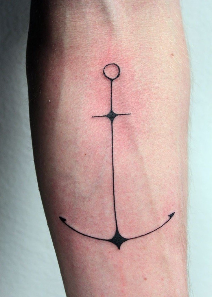 semplice ancoraggio nero tradizionale tatuaggio