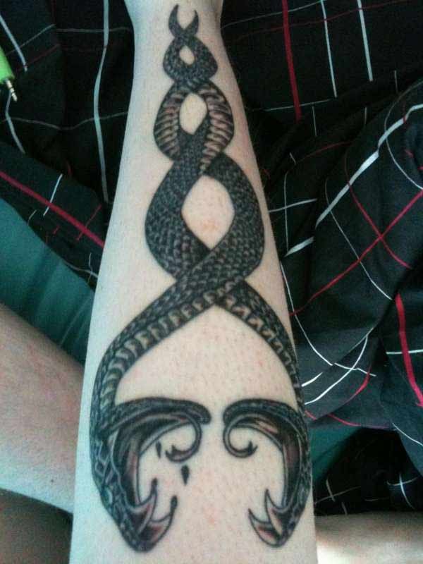 Two intertwined snakes tattoo - Tattooimages.biz