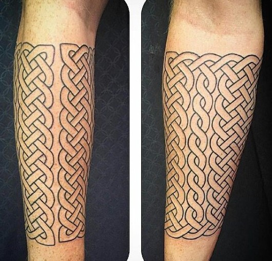 Typical Celtic style knots tattoo on forearm