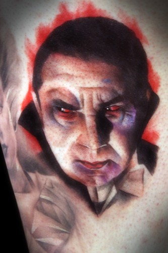 Vintage style colored tattoo of old Dracula