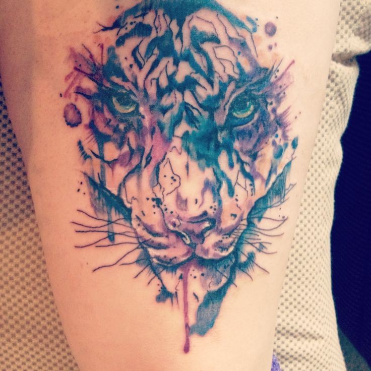Water color tiger head tattoo