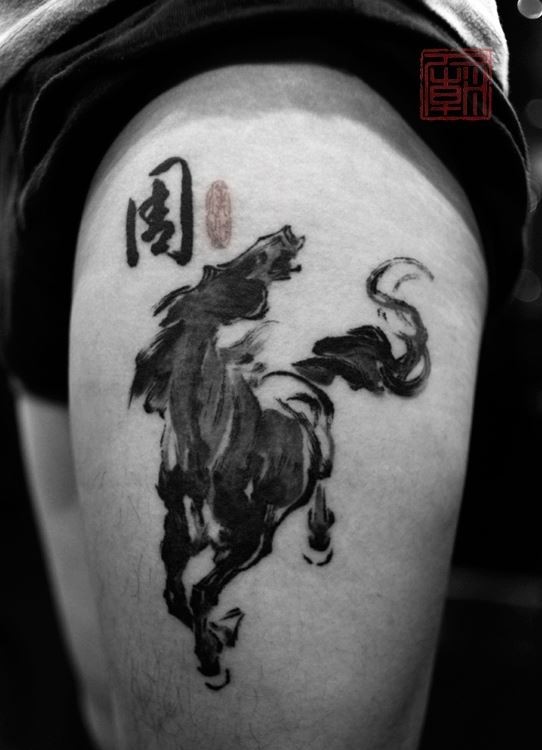 Waterbrush beautiful dark horse tattoo by joey pang