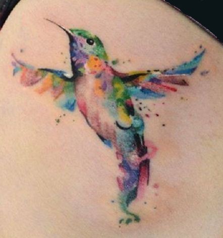 Watercolor hummingbird tattoo