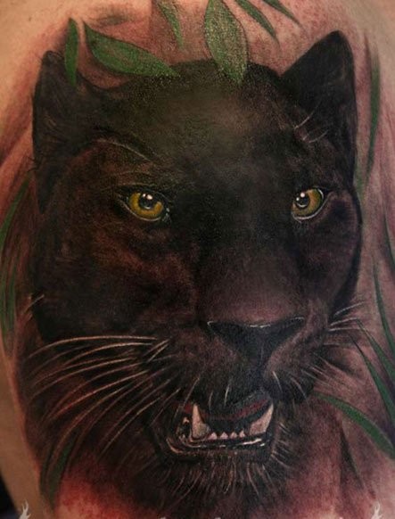Wonderful watercolor black panther tattoo