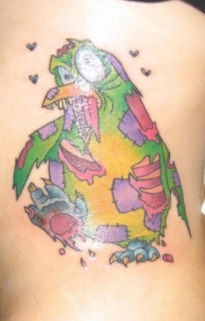 Zombie penguin tattoo